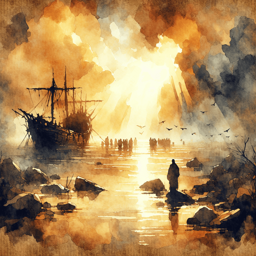 AI-generated illustration for "The Storm and the Shipwreck: Acts 27:13-44" — created by ChurchWiseAI using DALL-E