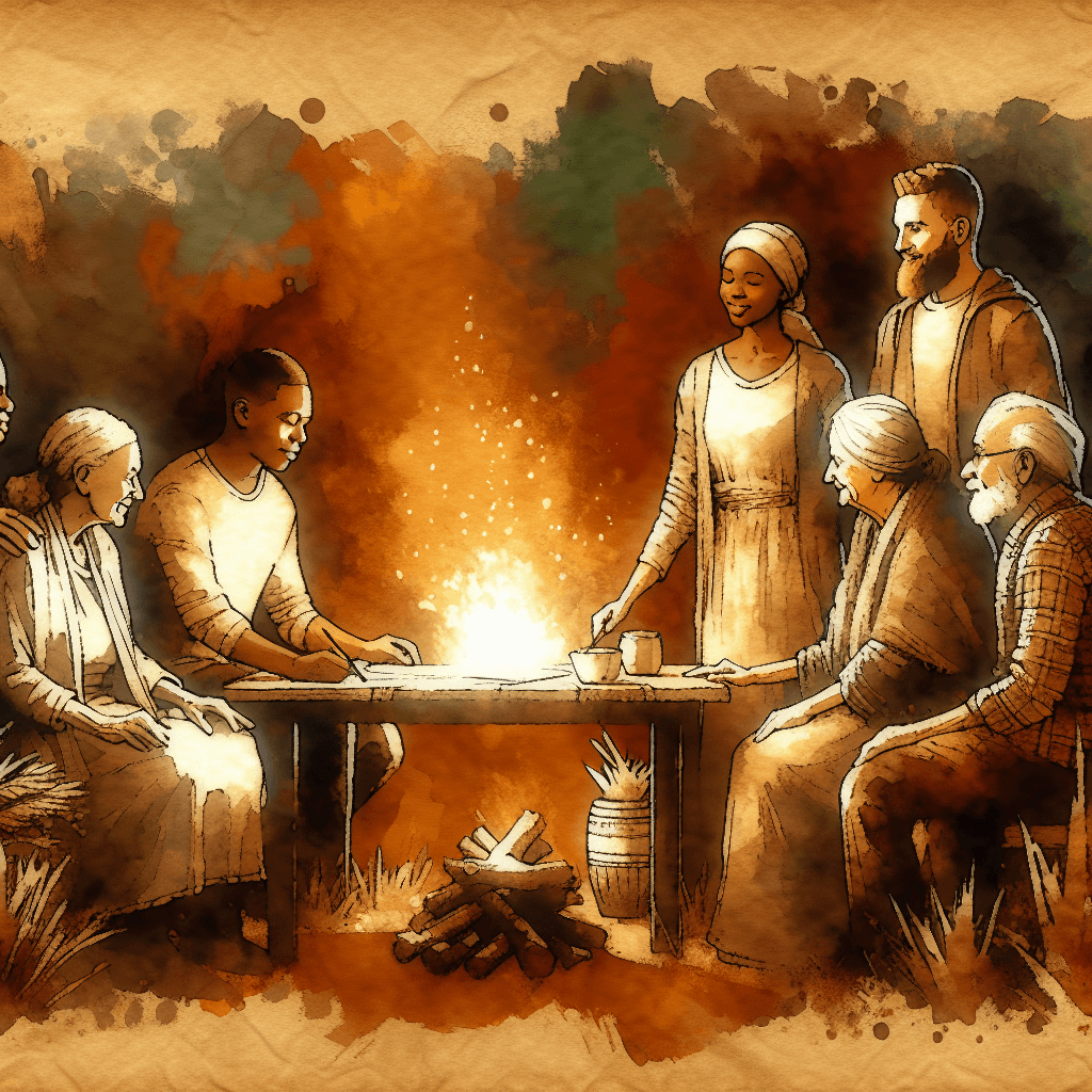 AI-generated illustration for "Evening Prayer: Social Media and Community - Story" — created by ChurchWiseAI using DALL-E