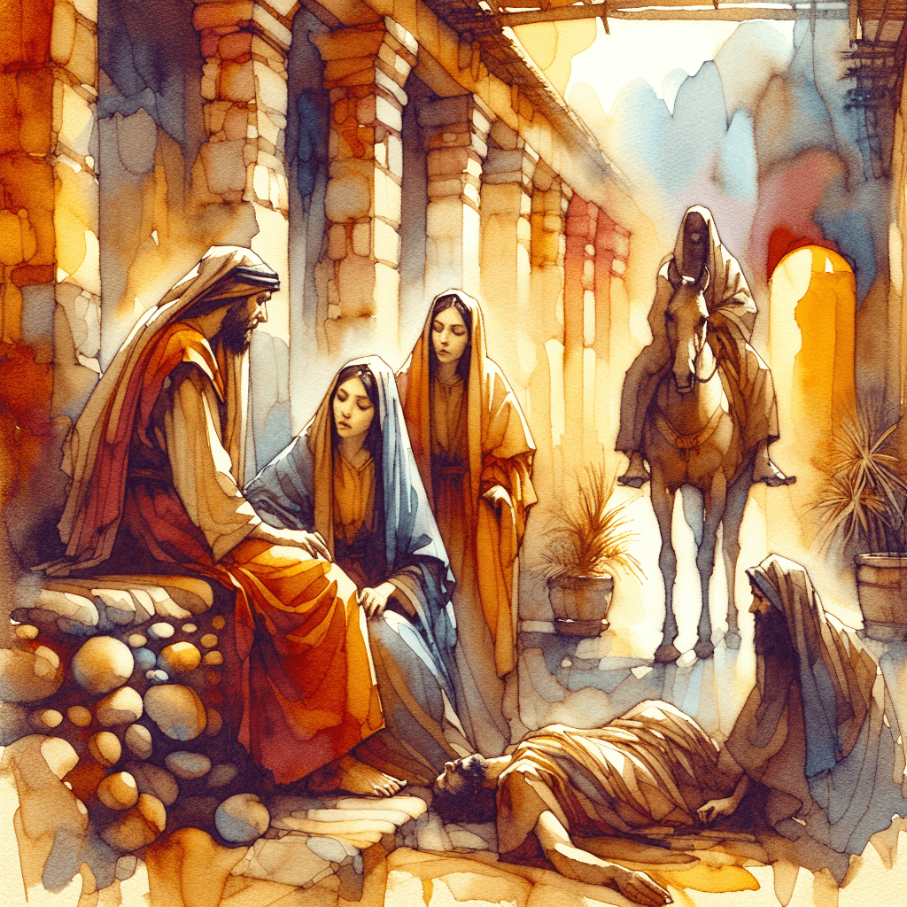 AI-generated illustration for "Biblical Profile: Martha, Mary, and Lazarus" — created by ChurchWiseAI using DALL-E