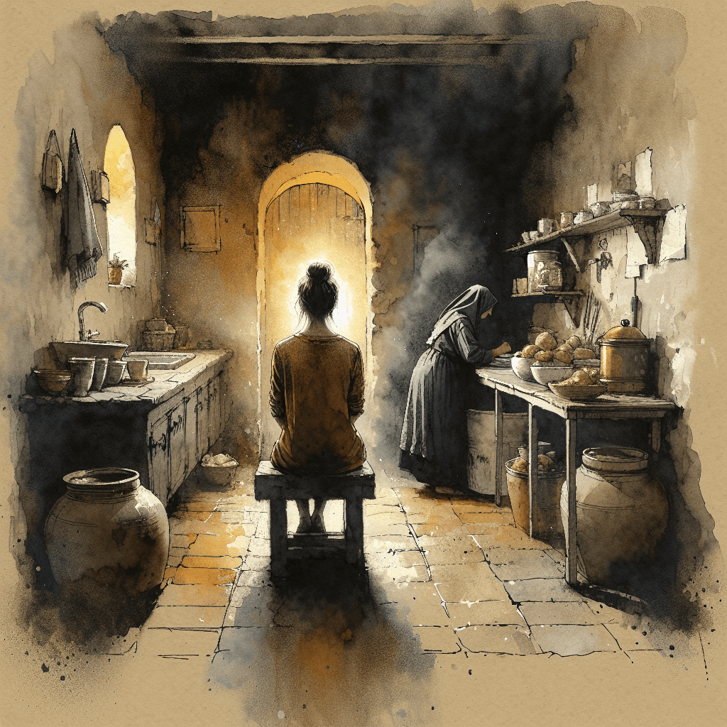 AI-generated illustration for "The Example of Mercy - Story" — created by ChurchWiseAI using DALL-E