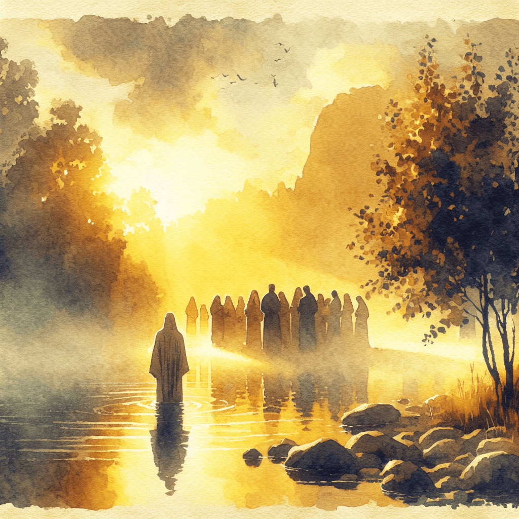 AI-generated illustration for "Heaven Torn Open: Matthew 3:13-17" — created by ChurchWiseAI using DALL-E