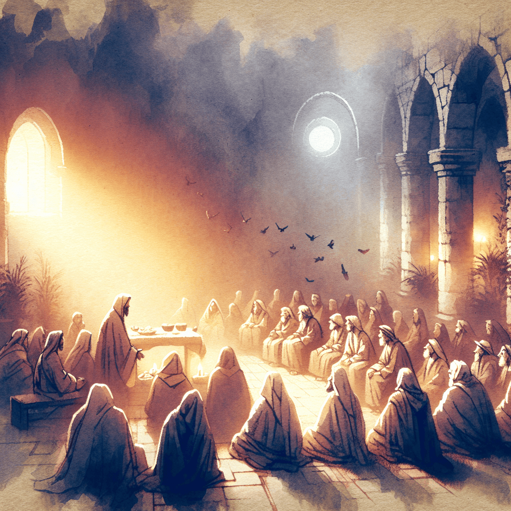 AI-generated illustration for "Five Loaves, Two Fish: Mark 6:30-44" — created by ChurchWiseAI using DALL-E