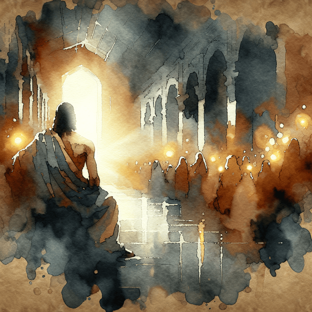 AI-generated illustration for "Silver and Gold I Do Not Have: Acts 3:1-10" — created by ChurchWiseAI using DALL-E