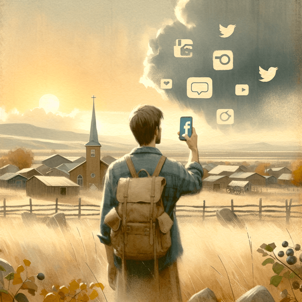 AI-generated illustration for "A Modern Story of Social Media and Community" — created by ChurchWiseAI using DALL-E
