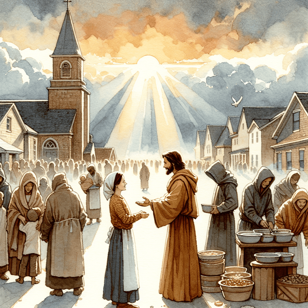 AI-generated illustration for "A Story of Mercy - Story" — created by ChurchWiseAI using DALL-E