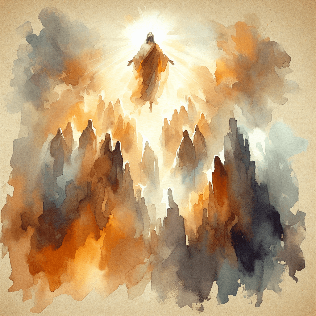 AI-generated illustration for "Taken Up Before Their Eyes: Acts 1:1-11" — created by ChurchWiseAI using DALL-E