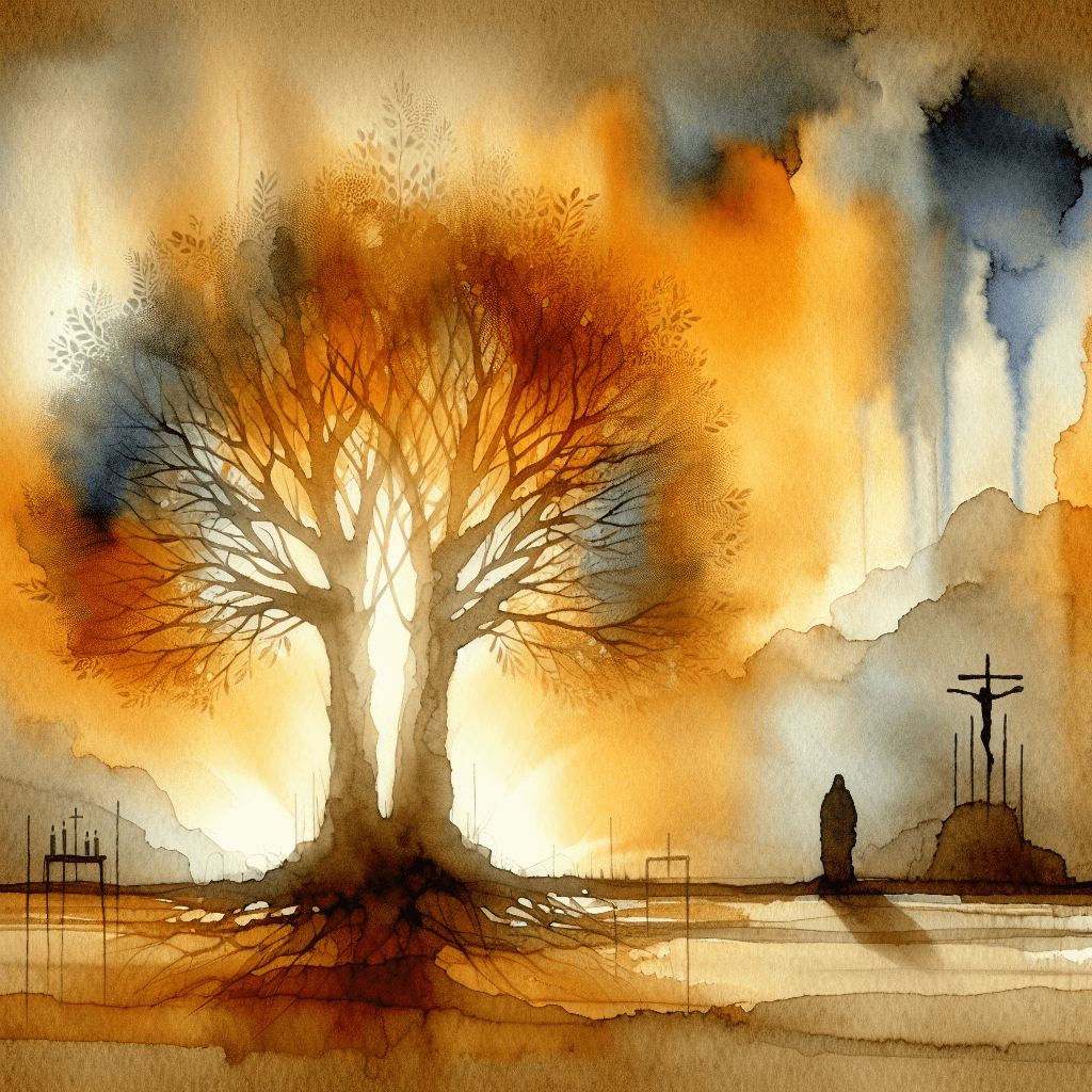 AI-generated illustration for "The Two Trees: Galatians 5:13-26" — created by ChurchWiseAI using DALL-E