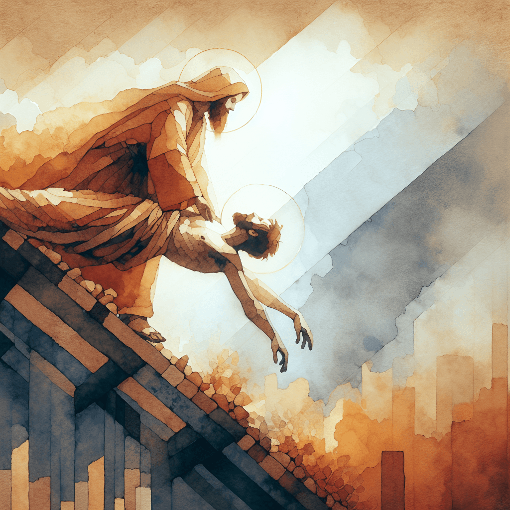 AI-generated illustration for "Through the Roof: Mark 2:1-12" — created by ChurchWiseAI using DALL-E
