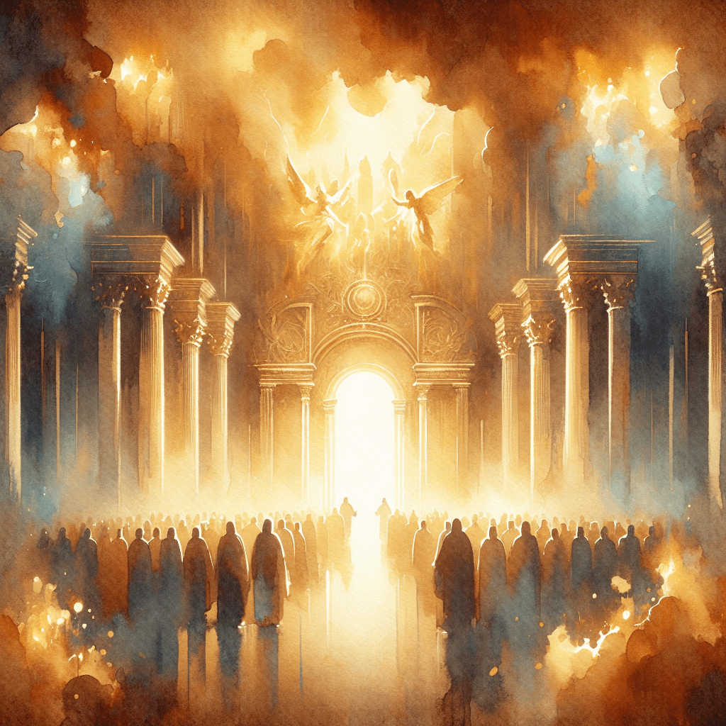 AI-generated illustration for "The Great White Throne: Revelation 20:11-15" — created by ChurchWiseAI using DALL-E