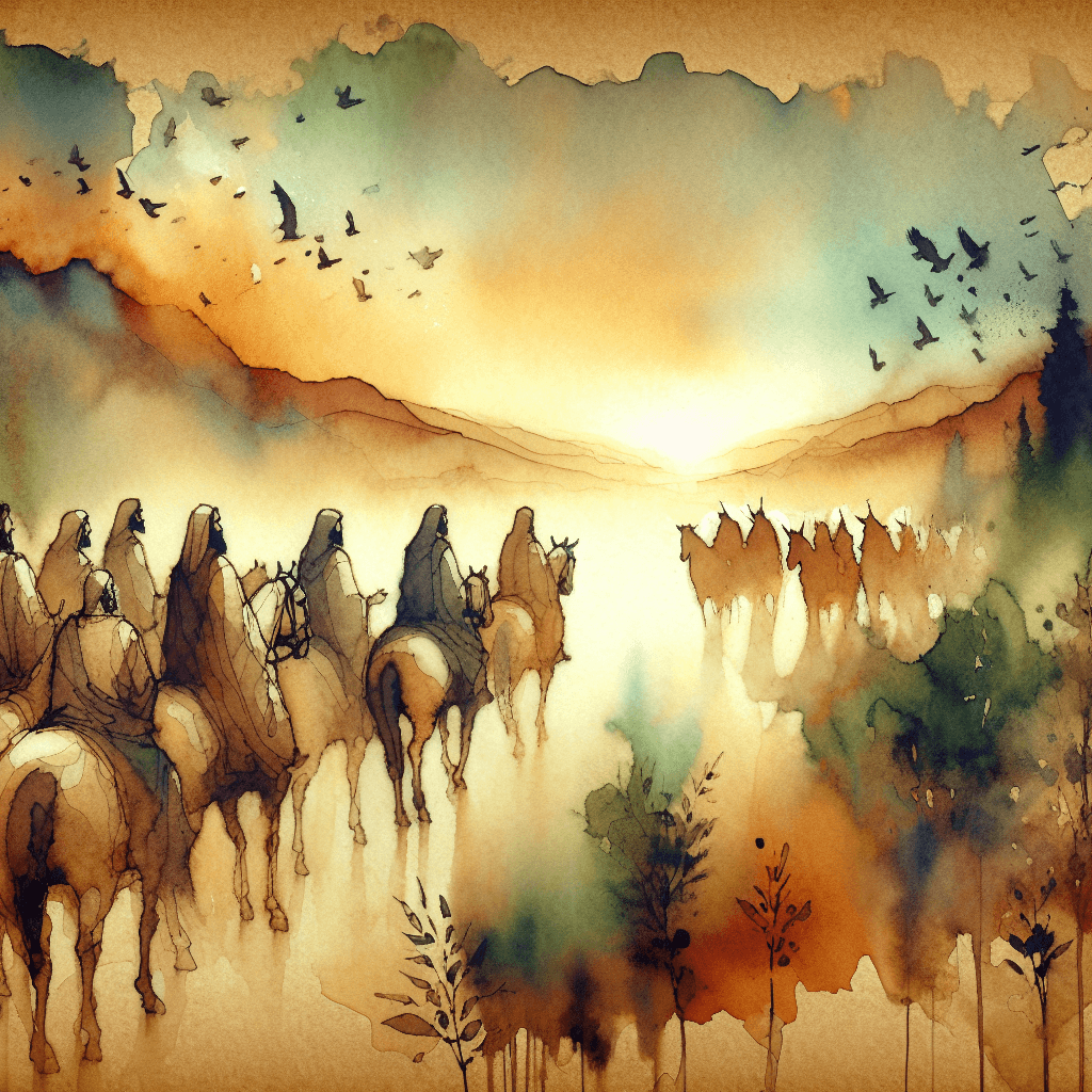 AI-generated illustration for "The Four Horsemen: Revelation 6:1-17" — created by ChurchWiseAI using DALL-E