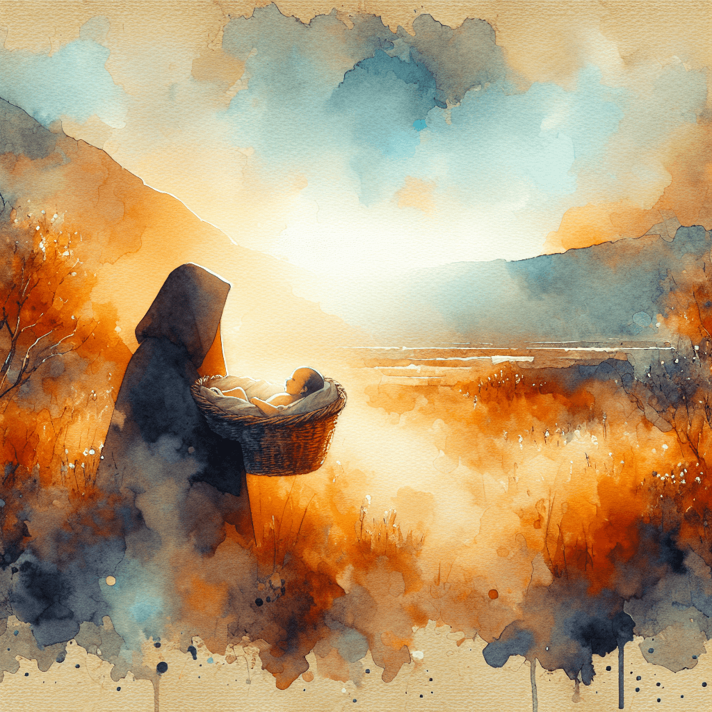 AI-generated illustration for "The Baby in the Basket: Exodus 2:1-10" — created by ChurchWiseAI using DALL-E