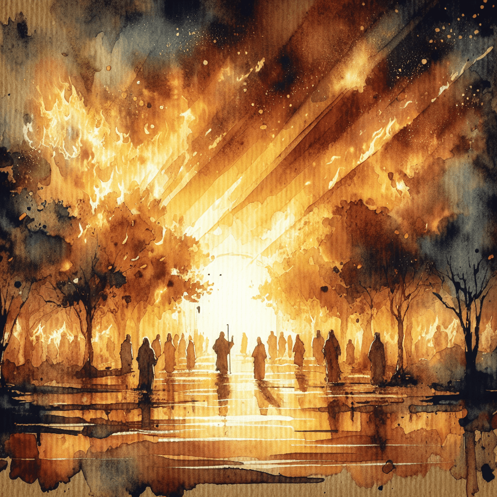 AI-generated illustration for "Words from the Fire: Exodus 20:1-17" — created by ChurchWiseAI using DALL-E