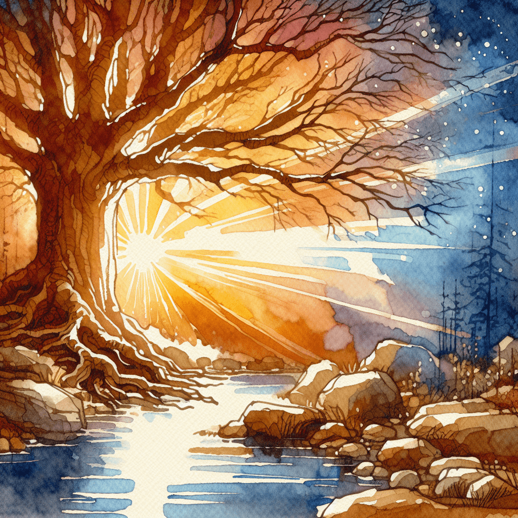 AI-generated illustration for "Nature Illustration: Trees Planted by Streams" — created by ChurchWiseAI using DALL-E