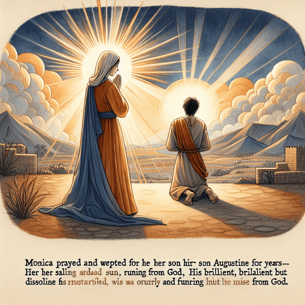 AI-generated illustration for "The Conversion of Augustine's Tears - Catholic (Romans 8:28)" — created by ChurchWiseAI using DALL-E